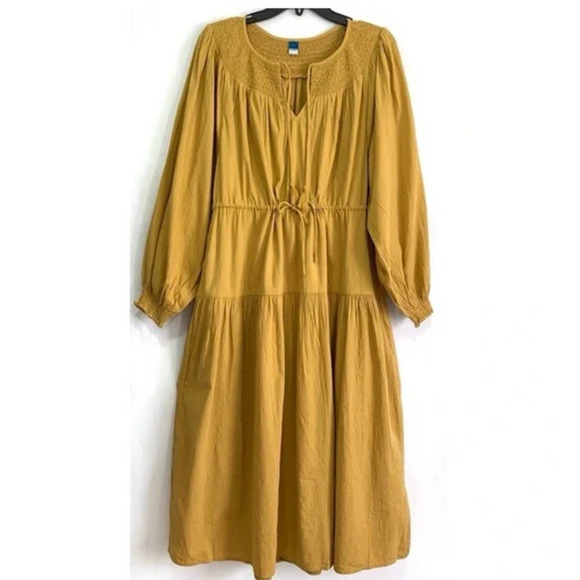 Old Navy Womens XXL Waist-Defined Midi Dress Peasant Prairie Cottagecore NEW - Picture 1 of 12
